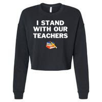 I Stand With Our Teachers & Stand Against Book Banning Cropped Pullover Crew