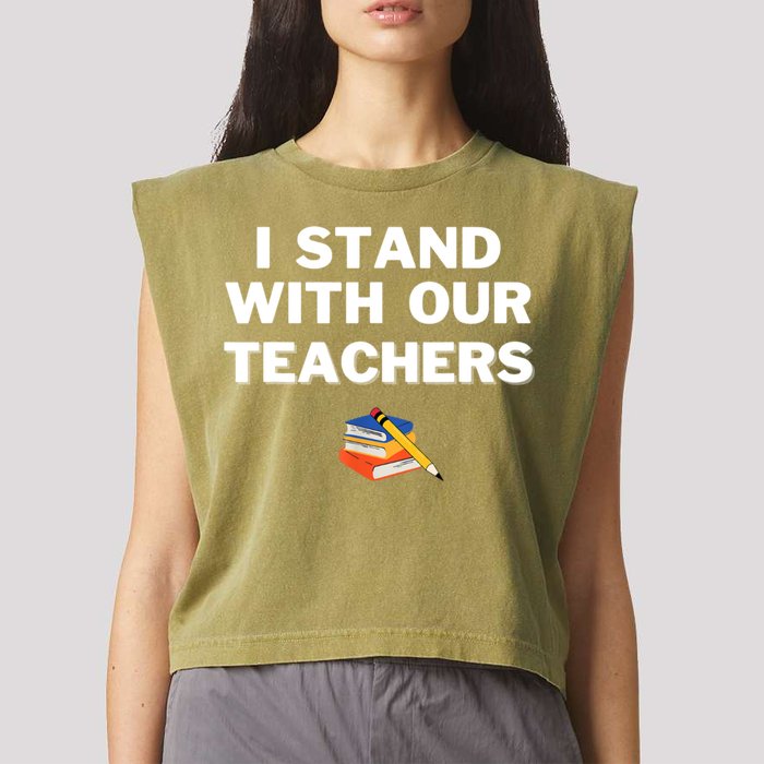 I Stand With Our Teachers & Stand Against Book Banning Garment-Dyed Women's Muscle Tee