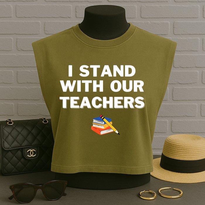 I Stand With Our Teachers & Stand Against Book Banning Garment-Dyed Women's Muscle Tee
