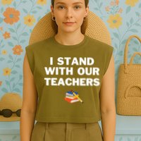 I Stand With Our Teachers & Stand Against Book Banning Garment-Dyed Women's Muscle Tee