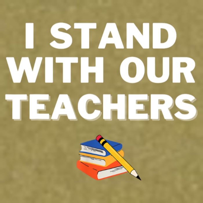 I Stand With Our Teachers & Stand Against Book Banning Garment-Dyed Women's Muscle Tee