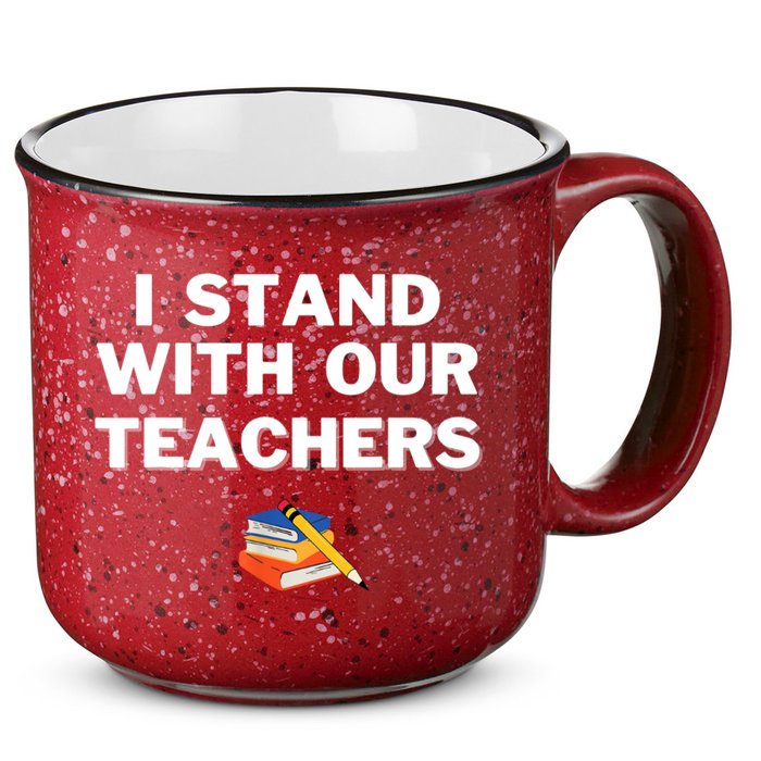 I Stand With Our Teachers & Stand Against Book Banning 15oz Campfire Ceramic Mug