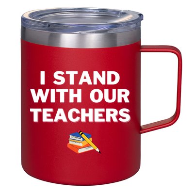 I Stand With Our Teachers & Stand Against Book Banning 12oz Stainless Steel Coffee Mug
