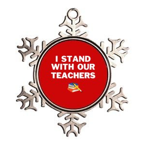 I Stand With Our Teachers & Stand Against Book Banning Metallic Star Ornament