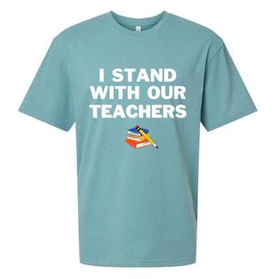 I Stand With Our Teachers & Stand Against Book Banning Sueded Cloud Jersey T-Shirt