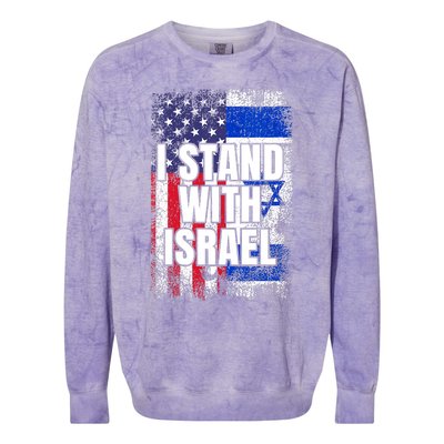 I Stand With Israel USA Israeli Flag Colorblast Crewneck Sweatshirt