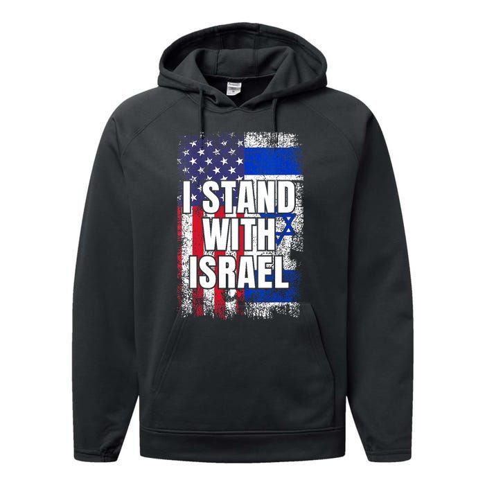 I Stand With Israel USA Israeli Flag Performance Fleece Hoodie