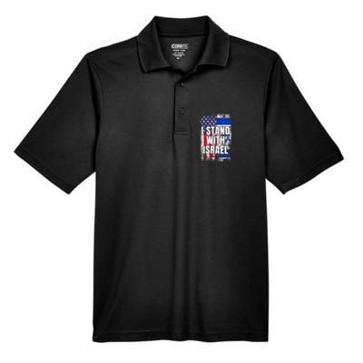 I Stand With Israel USA Israeli Flag Men's Origin Performance Pique Polo