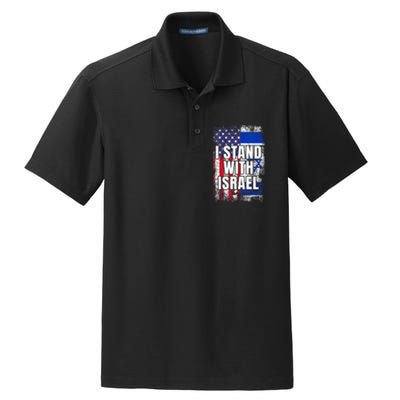 I Stand With Israel USA Israeli Flag Dry Zone Grid Polo