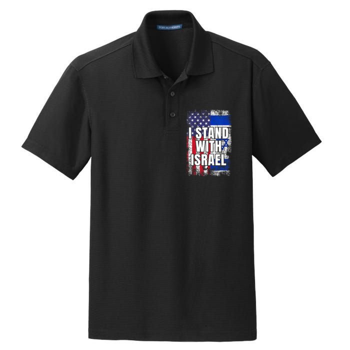 I Stand With Israel USA Israeli Flag Dry Zone Grid Polo