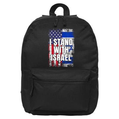 I Stand With Israel USA Israeli Flag 16 in Basic Backpack