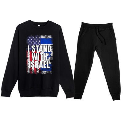 I Stand With Israel USA Israeli Flag Premium Crewneck Sweatsuit Set