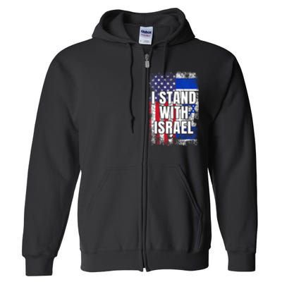 I Stand With Israel USA Israeli Flag Full Zip Hoodie