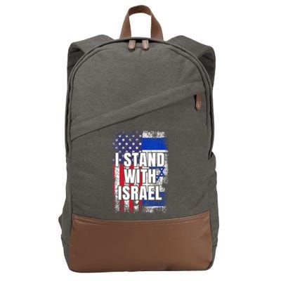 I Stand With Israel USA Israeli Flag Cotton Canvas Backpack