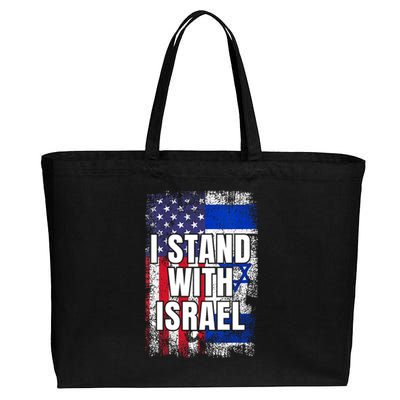 I Stand With Israel USA Israeli Flag Cotton Canvas Jumbo Tote