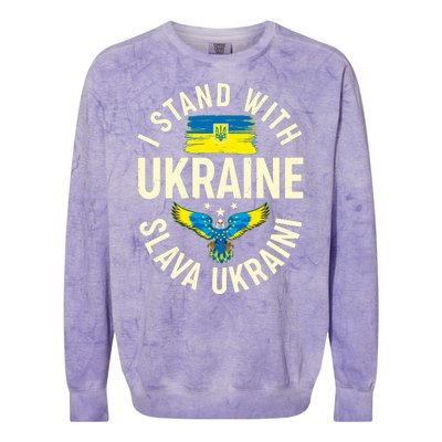 I Stand With Ukraine Slava Ukraini Colorblast Crewneck Sweatshirt