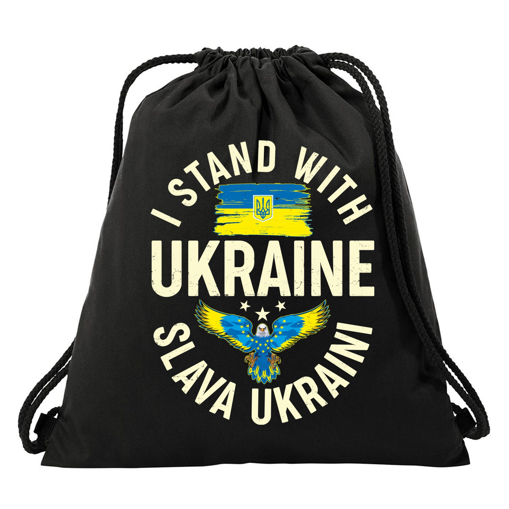 I Stand With Ukraine Slava Ukraini Drawstring Bag