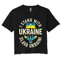 I Stand With Ukraine Slava Ukraini Women's Crop Top Tee