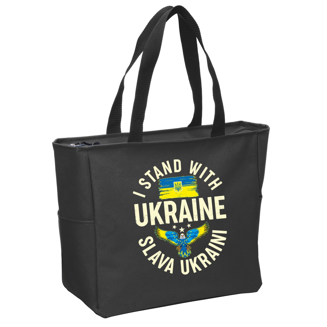 I Stand With Ukraine Slava Ukraini Zip Tote Bag