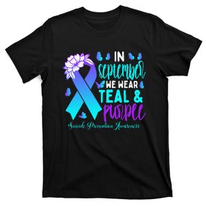 In September We Wear Teal Purple Ribbon Suicide Prevention T-Shirt