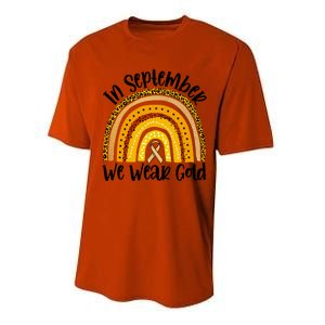 In September We Wear Gold Rainbow Hood Cancer Awareness Gift Performance Sprint T-Shirt