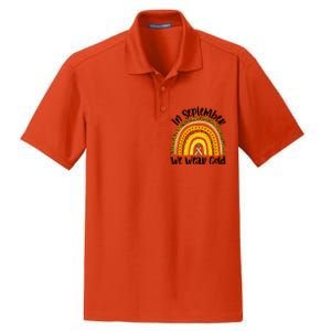 In September We Wear Gold Rainbow Hood Cancer Awareness Gift Dry Zone Grid Polo