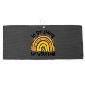 In September We Wear Gold Rainbow Hood Cancer Awareness Gift Large Microfiber Waffle Golf Towel