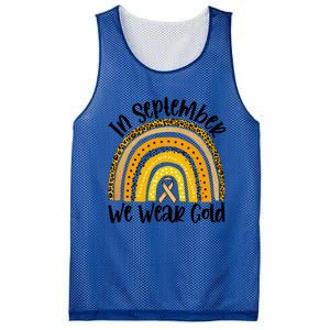 In September We Wear Gold Rainbow Hood Cancer Awareness Gift Mesh Reversible Basketball Jersey Tank