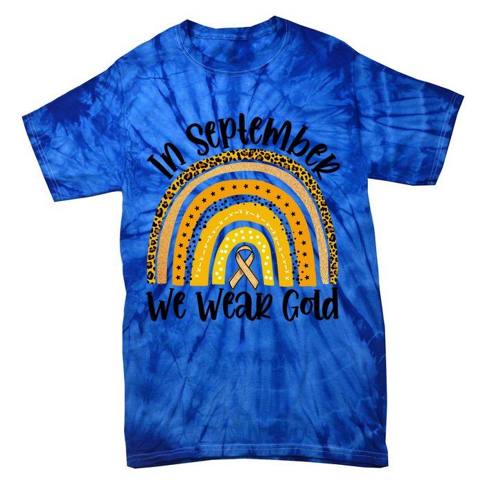 In September We Wear Gold Rainbow Hood Cancer Awareness Gift Tie-Dye T-Shirt