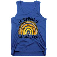 In September We Wear Gold Rainbow Hood Cancer Awareness Gift Tank Top