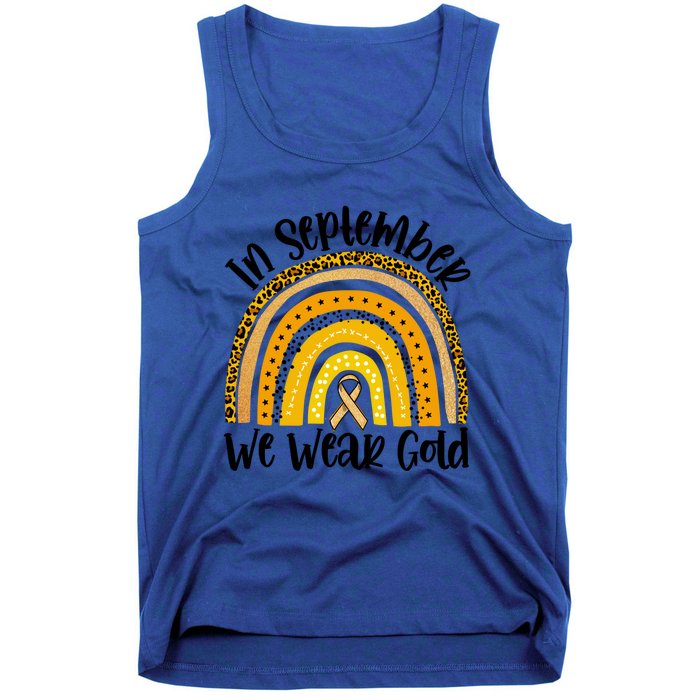 In September We Wear Gold Rainbow Hood Cancer Awareness Gift Tank Top