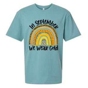 In September We Wear Gold Rainbow Hood Cancer Awareness Gift Sueded Cloud Jersey T-Shirt