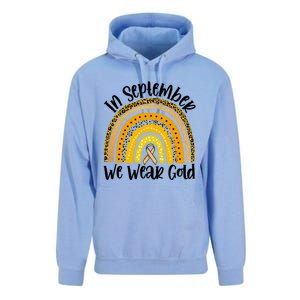 In September We Wear Gold Rainbow Hood Cancer Awareness Gift Unisex Surf Hoodie