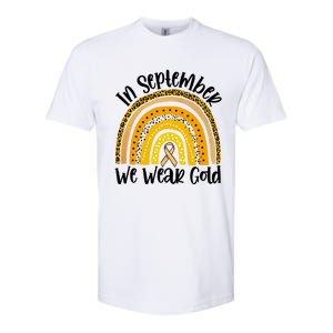 In September We Wear Gold Rainbow Hood Cancer Awareness Gift Softstyle CVC T-Shirt