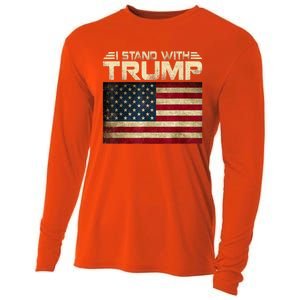 I Stand With Trump American Flag Trump Indicted Cooling Performance Long Sleeve Crew