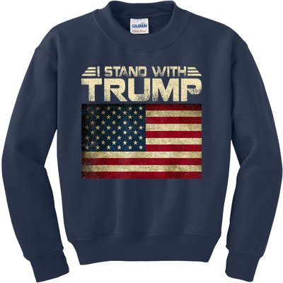 I Stand With Trump American Flag Trump Indicted Kids Sweatshirt