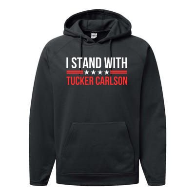 I Stand With Tucker Carlson Performance Fleece Hoodie