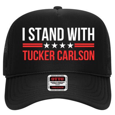 I Stand With Tucker Carlson High Crown Mesh Back Trucker Hat