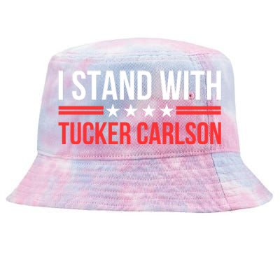 I Stand With Tucker Carlson Tie-Dyed Bucket Hat