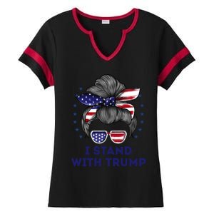 I Stand With Trump Ladies Halftime Notch Neck Tee