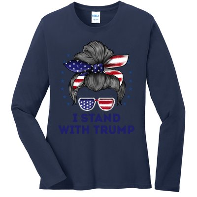 I Stand With Trump Ladies Long Sleeve Shirt