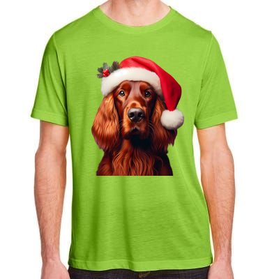 Irish Setter With Santa Hat Christmas Dog Owner Lover Mom Gift Adult ChromaSoft Performance T-Shirt