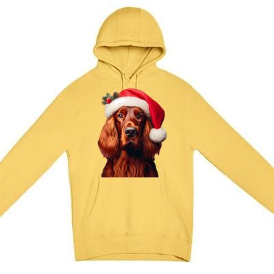 Irish Setter With Santa Hat Christmas Dog Owner Lover Mom Gift Premium Pullover Hoodie