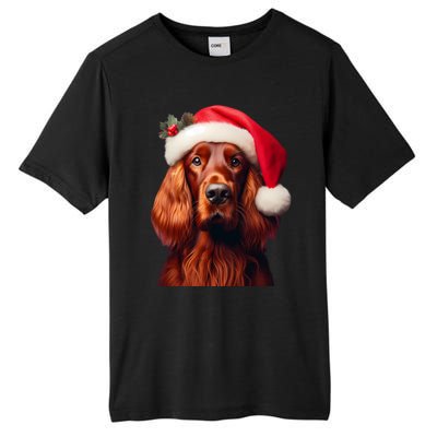 Irish Setter With Santa Hat Christmas Dog Owner Lover Mom Gift Tall Fusion ChromaSoft Performance T-Shirt