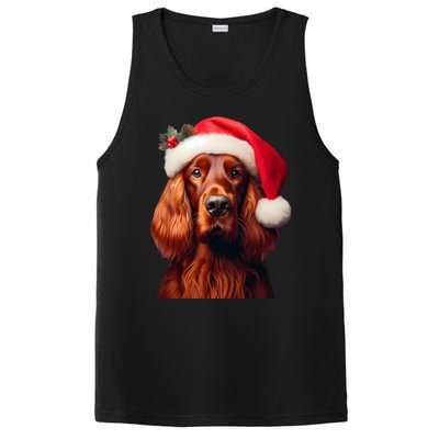 Irish Setter With Santa Hat Christmas Dog Owner Lover Mom Gift PosiCharge Competitor Tank