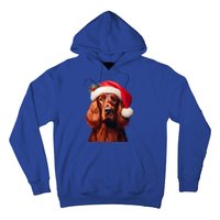 Irish Setter With Santa Hat Christmas Dog Owner Lover Mom Gift Hoodie