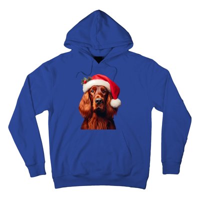 Irish Setter With Santa Hat Christmas Dog Owner Lover Mom Gift Hoodie