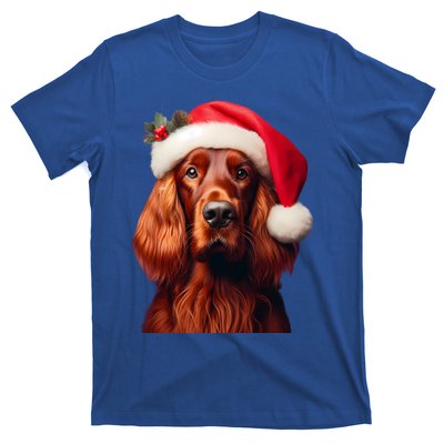 Irish Setter With Santa Hat Christmas Dog Owner Lover Mom Gift T-Shirt