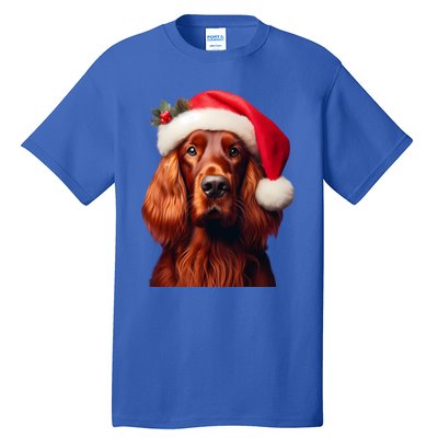 Irish Setter With Santa Hat Christmas Dog Owner Lover Mom Gift Tall T-Shirt