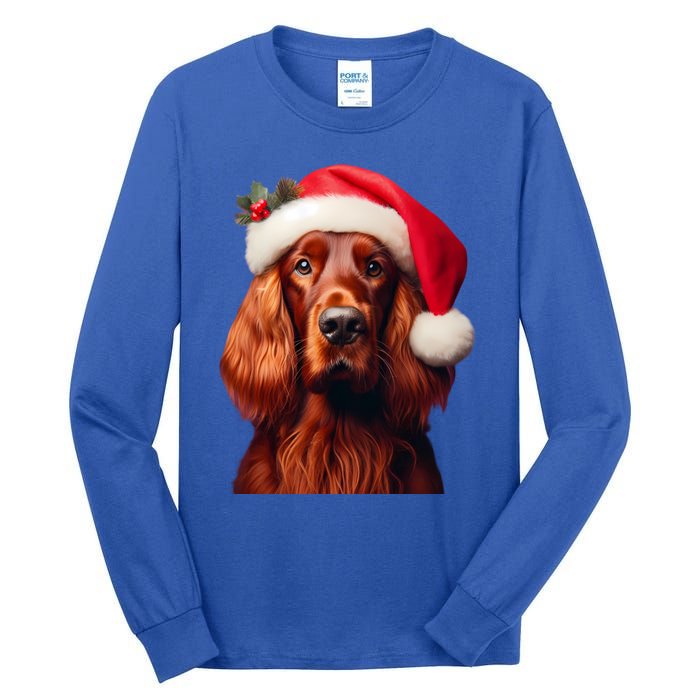 Irish Setter With Santa Hat Christmas Dog Owner Lover Mom Gift Tall Long Sleeve T-Shirt